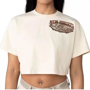 Smoke Rise Women's Cream Graphic Crop Top New Heights Club Logo Large